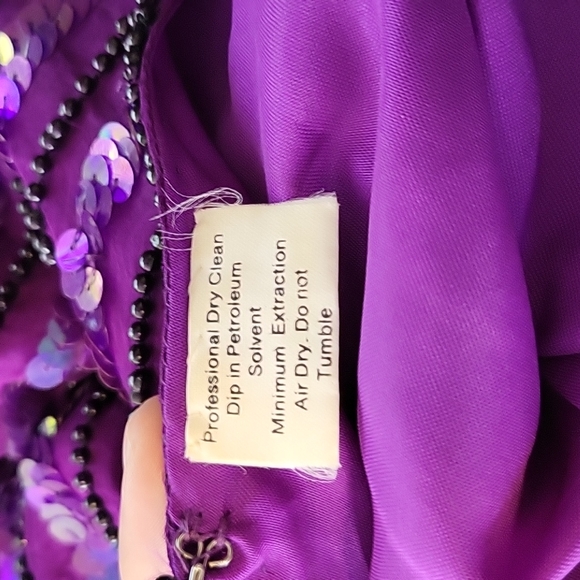 1980s Stenay Silk Purple and Black Beaded Top Medium - Picture 4 of 6